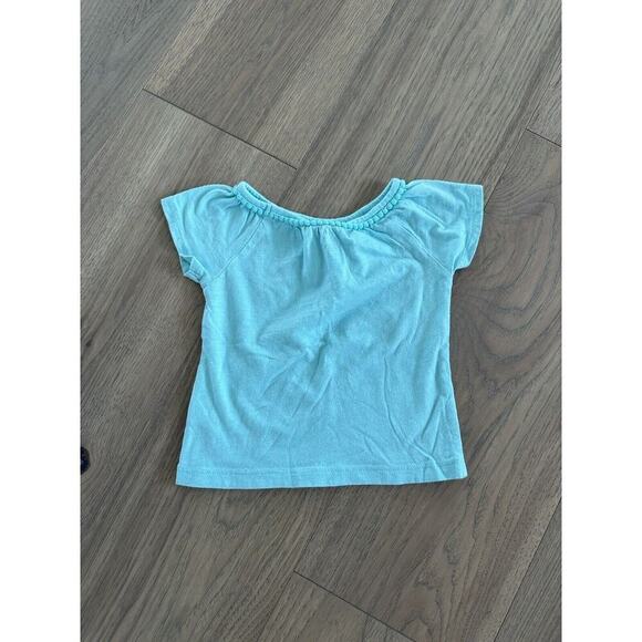 Carters Girls Aqua Blue Pom Pom Trim Knit Short Sleeve T Shirt Size 12M - Picture 3 of 7